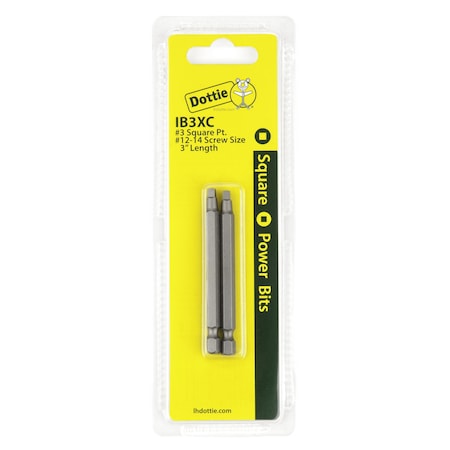 Dottie L.H. Dottie No 3 x 3'' Square Drive Power Bit (Carded) IB3XC